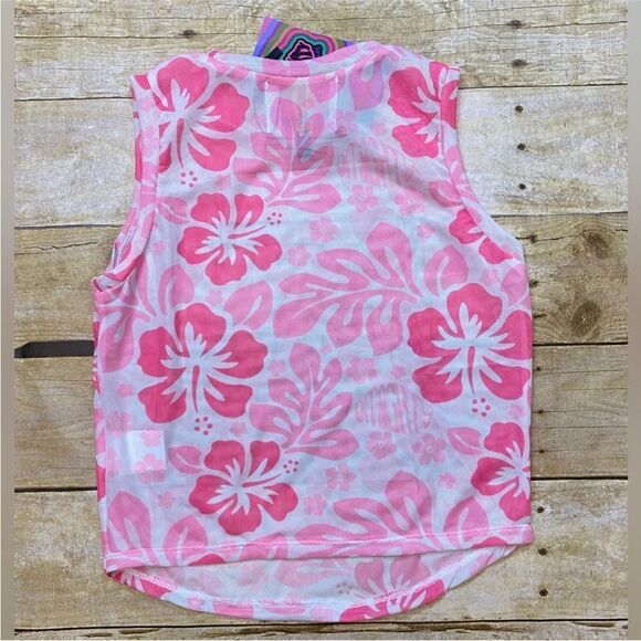 NWT omighty hibiscus mesh baby tank top in pink size s - Picture 3 of 3